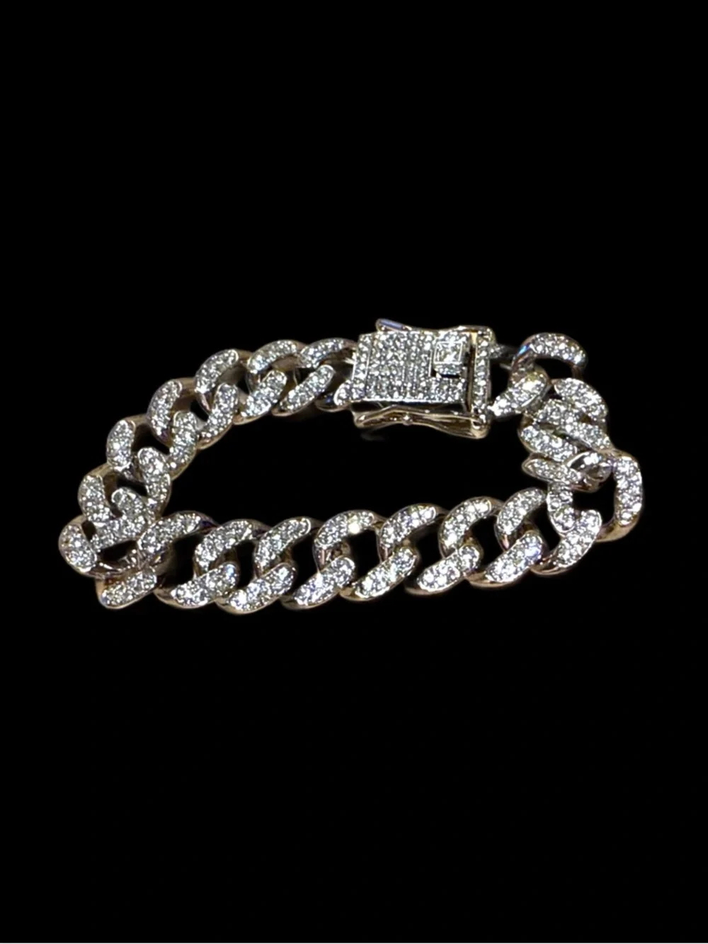 Ice Out Miami Cuban Link Diamond Bracelet - Silver Tone